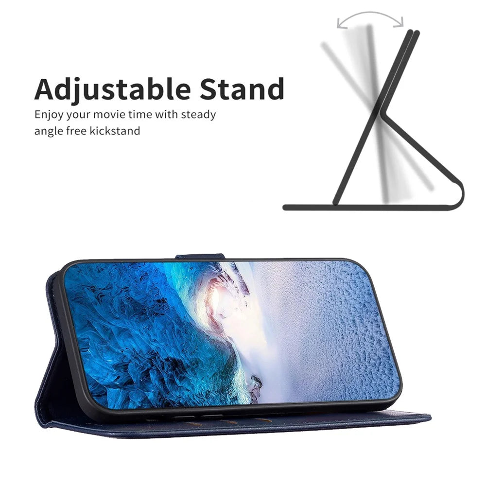BINFEN COLOR BF17 For iPhone 11 PU Leather Wallet Case Magnetic Folio Flip Stand Phone Cover - Blue - 3