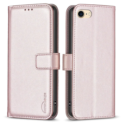 BINFEN COLOR BF17 For iPhone 6 / 6s / 7 / 8 4.7 inch PU Leather Phone Case Stand Flip Wallet Cover - Rose Gold - 1