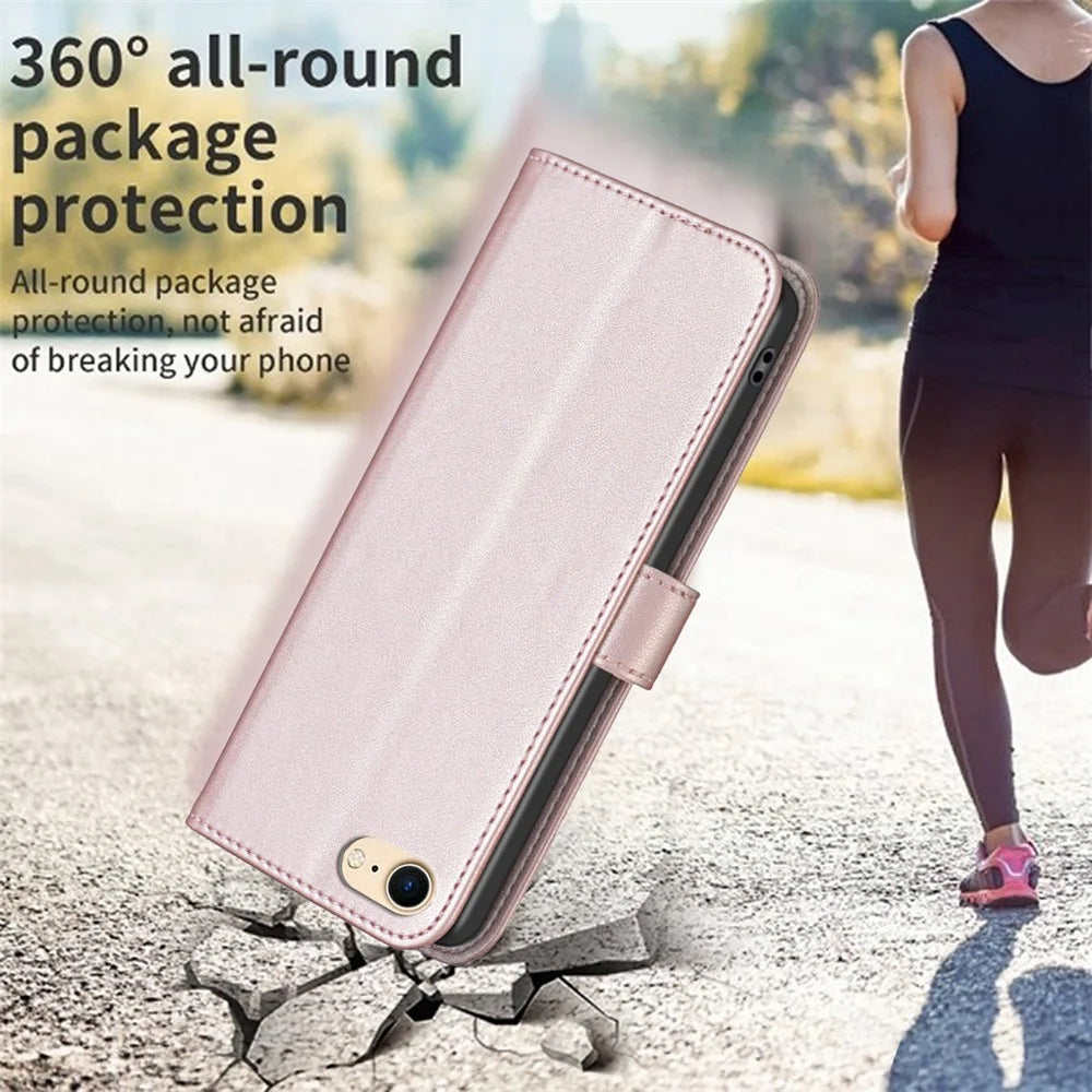 BINFEN COLOR BF17 For iPhone 6 / 6s / 7 / 8 4.7 inch PU Leather Phone Case Stand Flip Wallet Cover - Rose Gold - 5