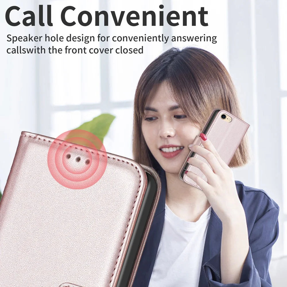 BINFEN COLOR BF17 For iPhone 6 / 6s / 7 / 8 4.7 inch PU Leather Phone Case Stand Flip Wallet Cover - Rose Gold - 6