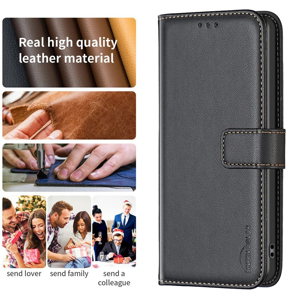 BINFEN COLOR BF17 Leather Wallet Case for iPhone 6 Plus / 6s Plus / 7 Plus / 8 Plus 5.5 inch , Stand Magnetic Flip Phone Cover - Black - 4