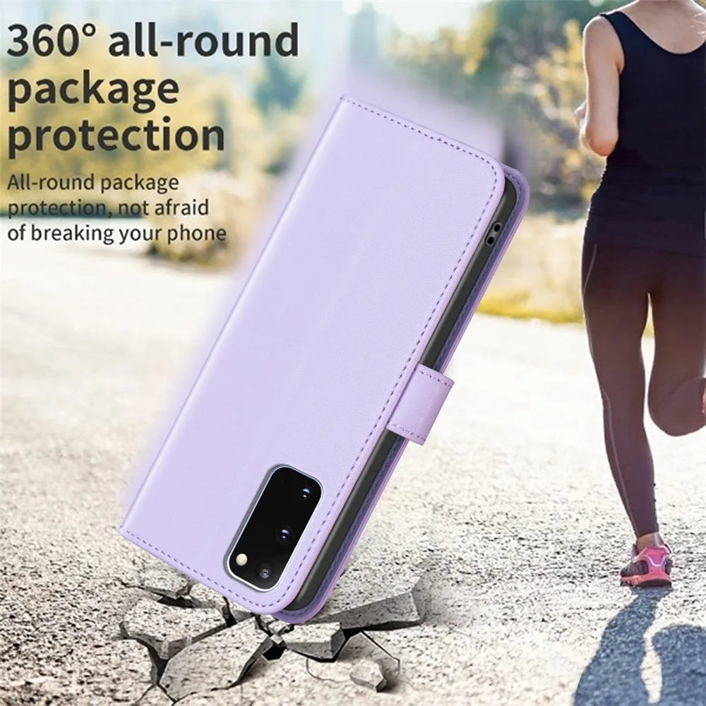 BINFEN COLOR BF17 For Samsung Galaxy S20 4G / 5G Flip Folio Wallet Cover PU Leather Stand Phone Case - Purple - 5