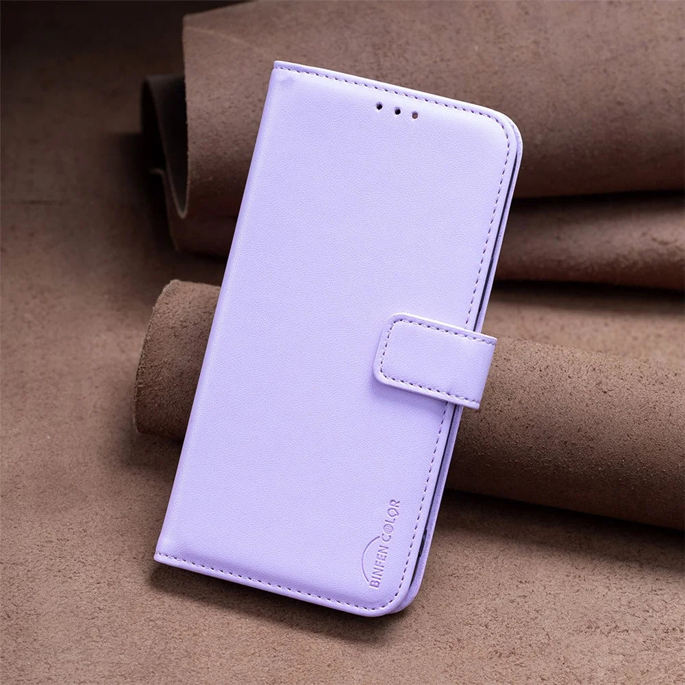 BINFEN COLOR BF17 For Samsung Galaxy S20 4G / 5G Flip Folio Wallet Cover PU Leather Stand Phone Case - Purple - 7
