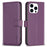BINFEN COLOR BF17 For iPhone 14 Pro Max PU Leather Flip Wallet Case Folding Stand Phone Cover - Dark Purple - 1