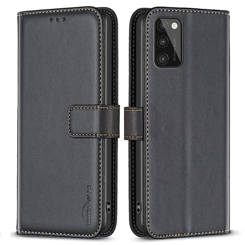 BINFEN COLOR BF17 For Samsung Galaxy A41 (Global Version) Wallet Leather Phone Cover Stand Magnetic Case - Black - 1