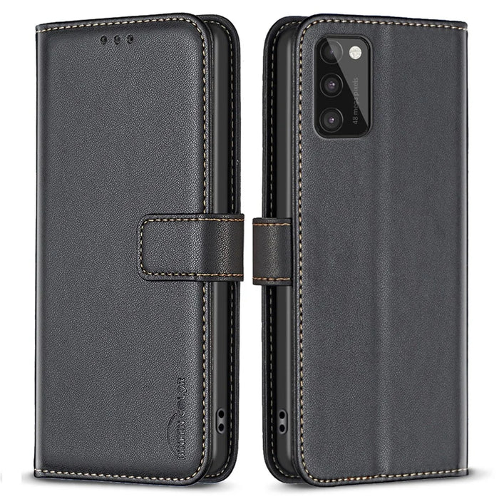 BINFEN COLOR BF17 For Samsung Galaxy A41 (Global Version) Wallet Leather Phone Cover Stand Magnetic Case - Black - 1
