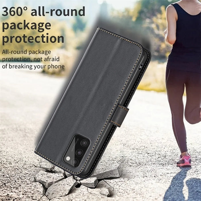 BINFEN COLOR BF17 For Samsung Galaxy A41 (Global Version) Wallet Leather Phone Cover Stand Magnetic Case - Black - 5