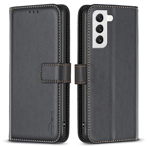 BINFEN COLOR BF17 For Samsung Galaxy S21+ 5G PU Leather Phone Cover Wallet Stand Magnetic Closure Phone Case - Black - 1