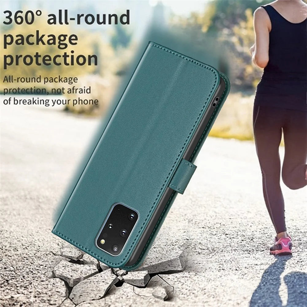 BINFEN COLOR BF17 For Samsung Galaxy S20 Plus 4G / 5G Slim-Fit Phone Cover Stand Magnetic Wallet PU Leather Phone Case - Green - 5