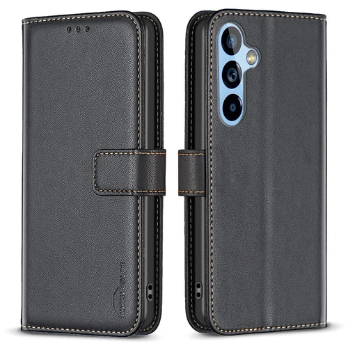 BINFEN COLOR BF17 For Samsung Galaxy A54 5G Stand Wallet Phone Case Leather + TPU Phone Cover - Black - 1