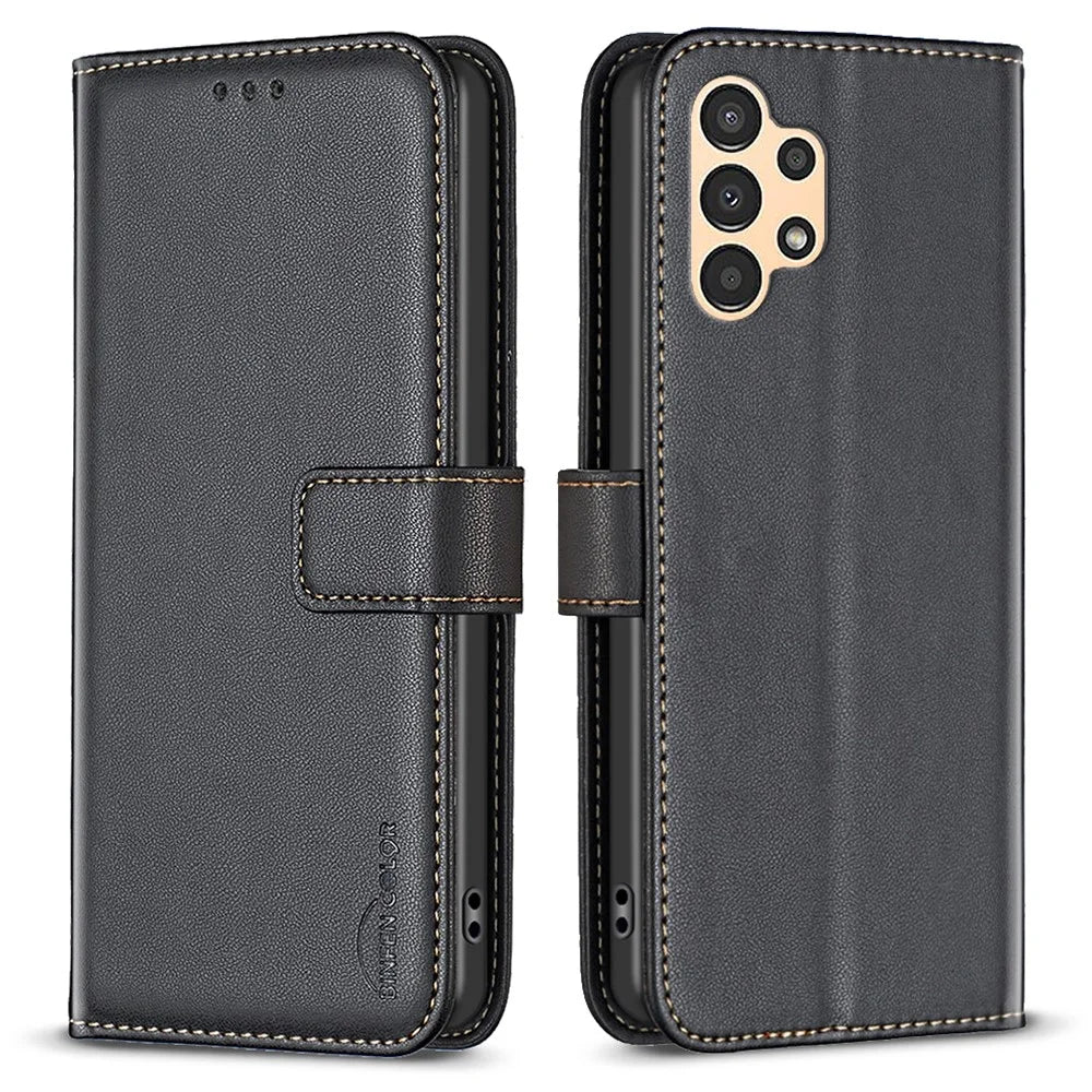 BINFEN COLOR BF17 For Samsung Galaxy A53 5G PU Leather Phone Case Stand Wallet Protective Cover - Black - 1