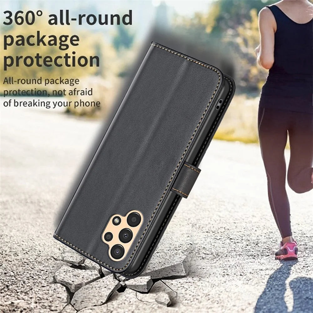 BINFEN COLOR BF17 For Samsung Galaxy A53 5G PU Leather Phone Case Stand Wallet Protective Cover - Black - 5
