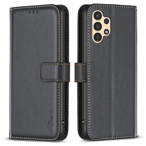 BINFEN COLOR BF17 For Samsung Galaxy A73 5G Phone Wallet Case Stand Leather Phone Cover - Black - 1