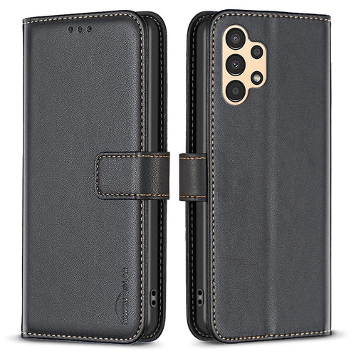 BINFEN COLOR BF17 For Samsung Galaxy A33 5G Phone Stand Case PU Leather + TPU Wallet Phone Cover - Black - 1