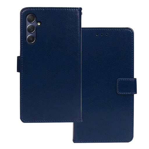 IDEWEI For Samsung Galaxy M54 5G / F54 5G PU Leather Stand Case Crazy Horse Texture Wallet Cover Phone Shell - Blue - 1