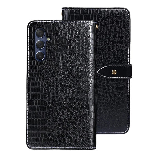 IDEWEI Crocodile Texture Phone Case for Samsung Galaxy M54 5G / F54 5G Wallet Stand PU Leather Cover - Black - 1
