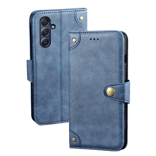 IDEWEI For Samsung Galaxy M54 5G / F54 5G Impact-Resistant Stand Wallet Phone Case PU Leather Cell Phone Cover - Blue - 1