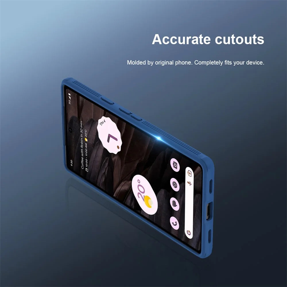 NILLKIN CamShield Pro Series for Google Pixel 7a Phone Case PC+TPU Phone Shell with Slide Camera Protector - Blue - 4
