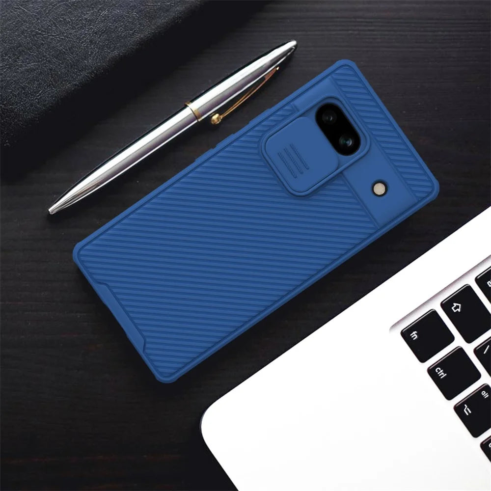 NILLKIN CamShield Pro Series for Google Pixel 7a Phone Case PC+TPU Phone Shell with Slide Camera Protector - Blue - 6