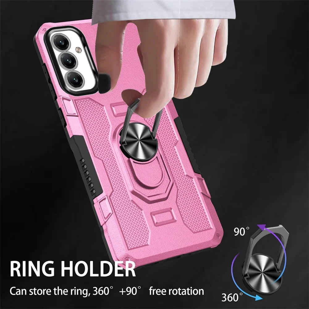 For Samsung Galaxy A14 5G / A14 4G Ring Holder Kickstand Phone Case PC + TPU Protective Cover - Pink - 6