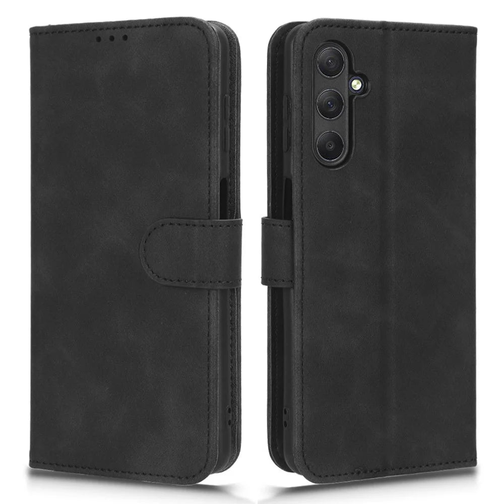 For Samsung Galaxy M54 5G / F54 5G PU Leather Flip Case Skin-touch Wallet Stand Phone Cover - Black - 1