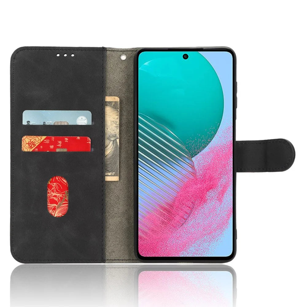 For Samsung Galaxy M54 5G / F54 5G PU Leather Flip Case Skin-touch Wallet Stand Phone Cover - Black - 2