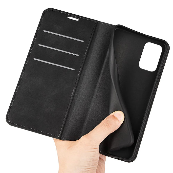 Flip Case for Nokia C32 PU Leather Wallet Skin-touch Foldable Stand Cellphone Cover - Black - 5