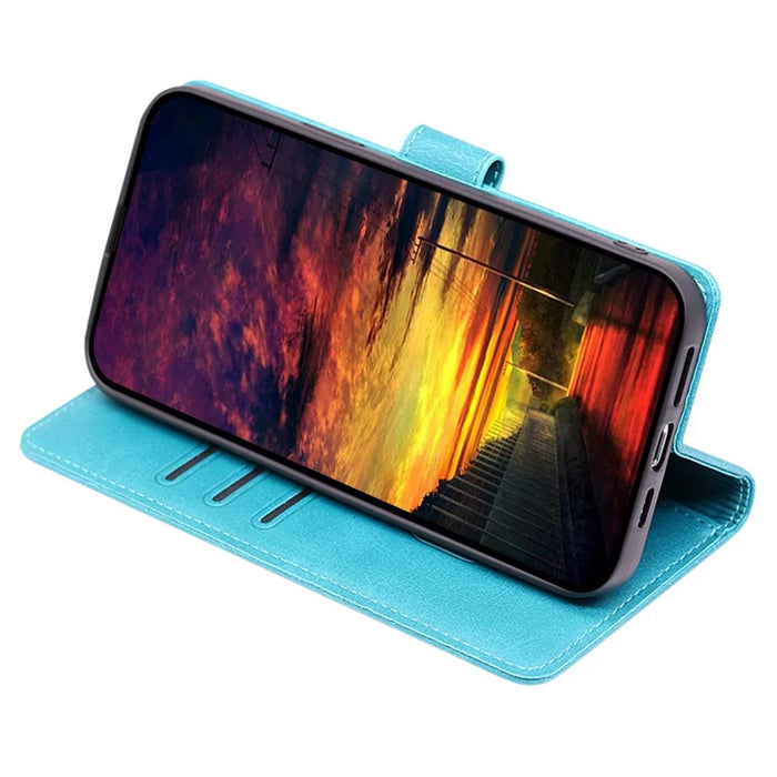 For Nokia G11 Plus 4G Flip PU Leather Wallet Case Stand Calf Texture Phone Cover - Baby Blue - 2