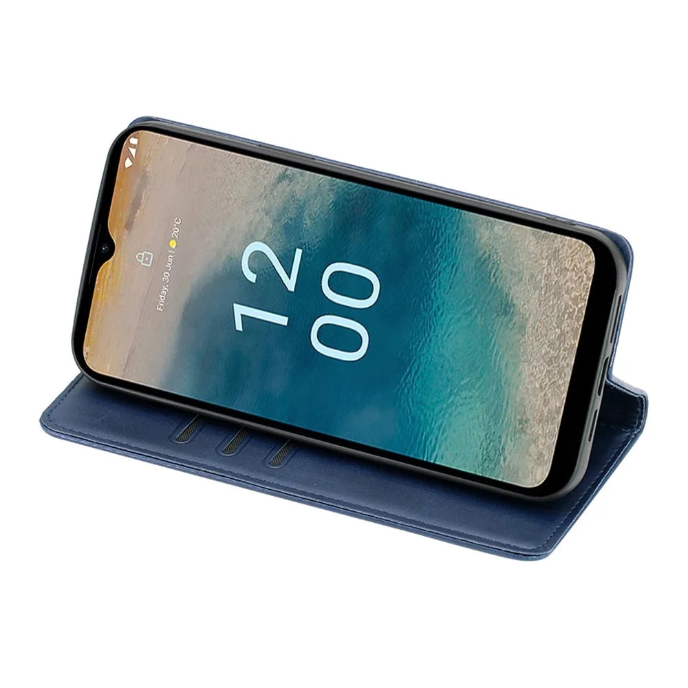 For Nokia G11 Plus 4G Leather Phone Case Calf Texture Phone Cover with Stand Wallet - Sapphire - 3