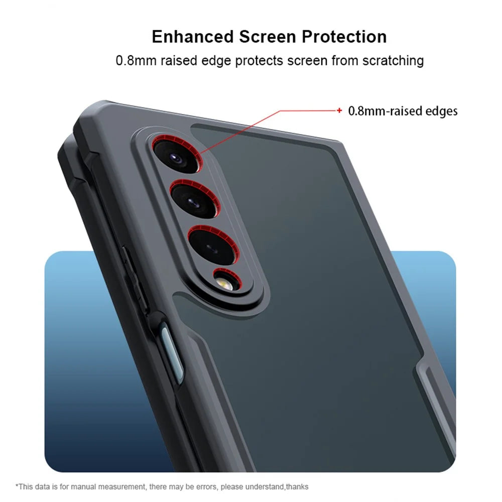 XUNDD For Samsung Galaxy Z Fold4 5G Case Acrylic+TPU Slim Clear Phone Cover with Glass+Protective Bar - 4