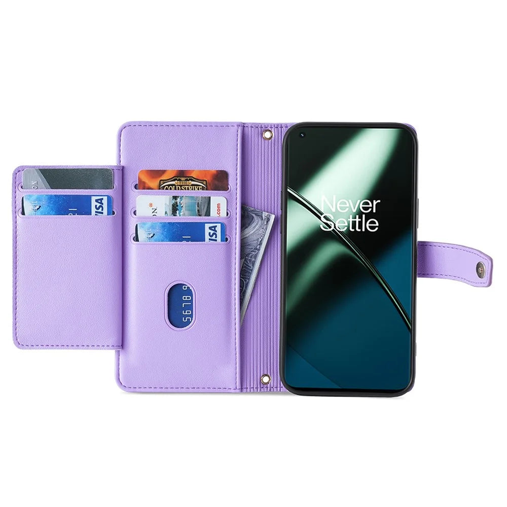 Leather Phone Cover for OnePlus Nord CE 3 Lite 5G / Nord N30 5G Horizontal Stand Wallet Case with Zipper Pocket - Purple - 2