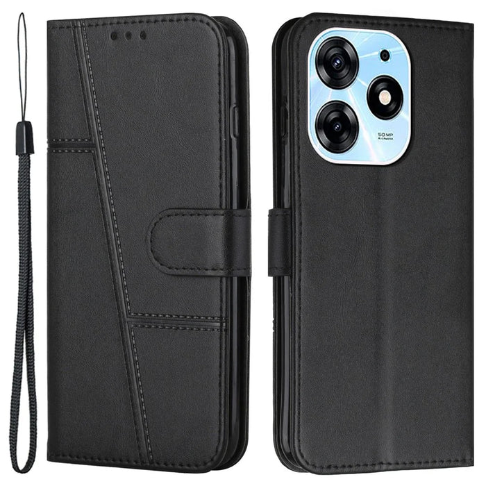 Wallet Stand Case for TECNO Spark 10 Pro Folio Flip PU Leather Cell Phone Drop-Proof Cover - Black - 1