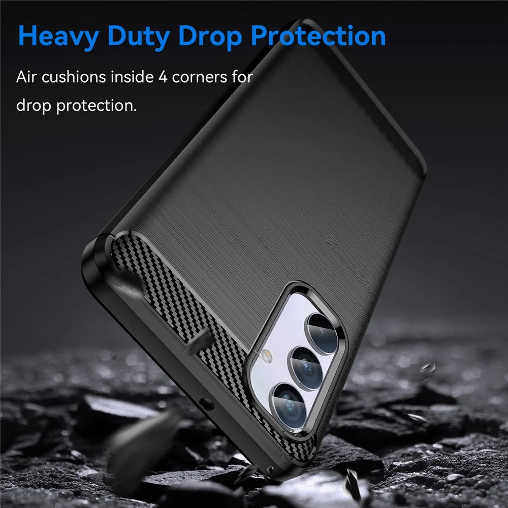 Brushed Shell for Samsung Galaxy M54 5G / F54 5G Carbon Fiber Texture Phone Case Phone TPU Cover - Black - 3