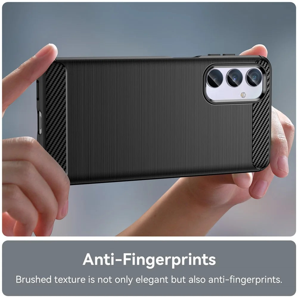 Brushed Shell for Samsung Galaxy M54 5G / F54 5G Carbon Fiber Texture Phone Case Phone TPU Cover - Black - 5