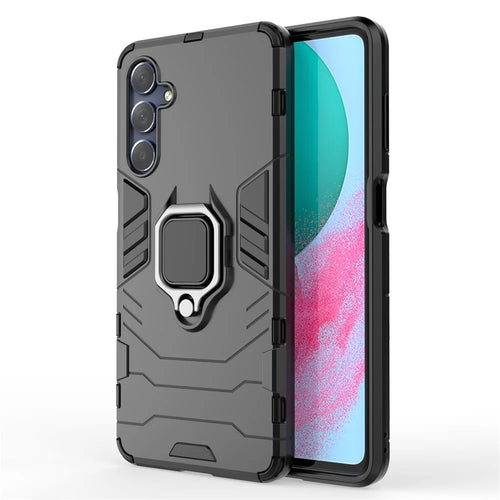 For Samsung Galaxy M54 5G / F54 5G Protective Case with Kickstand Soft TPU Hard PC Rugged Phone Cover - Black - 1
