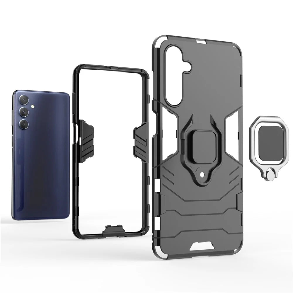 For Samsung Galaxy M54 5G / F54 5G Protective Case with Kickstand Soft TPU Hard PC Rugged Phone Cover - Black - 4