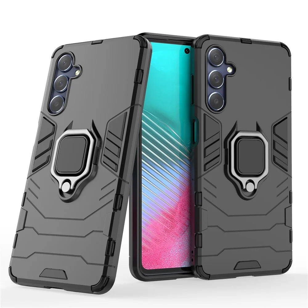 For Samsung Galaxy M54 5G / F54 5G Protective Case with Kickstand Soft TPU Hard PC Rugged Phone Cover - Black - 5