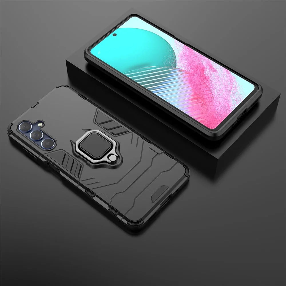 For Samsung Galaxy M54 5G / F54 5G Protective Case with Kickstand Soft TPU Hard PC Rugged Phone Cover - Black - 6