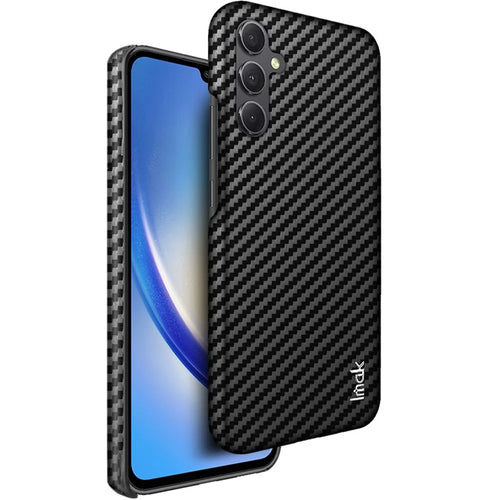 IMAK Ruiyi Series for Samsung Galaxy A34 5G Phone Case PU Leather Coated PC Carbon Fiber Texture Cover - 1