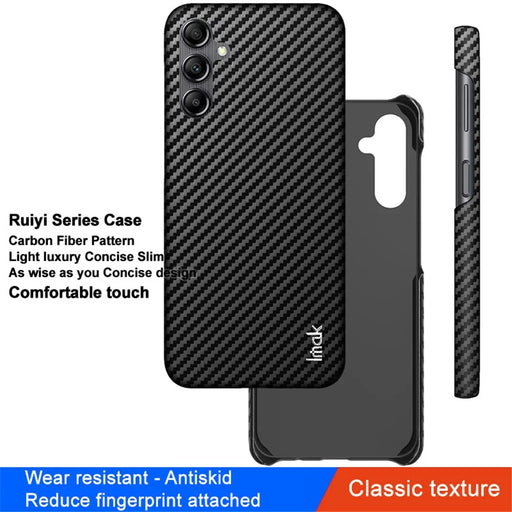 IMAK Ruiyi Series for Samsung Galaxy A14 4G / 5G Back Phone Case PU Leather Coated PC Carbon Fiber Texture Slim Cover - 2