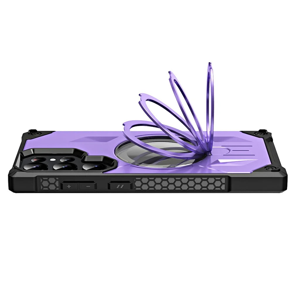 Shockproof Case for Samsung Galaxy S23 Ultra Kickstand Magnetic Phone Case Anti-Scratch PC+TPU Phone Shell - Purple - 5