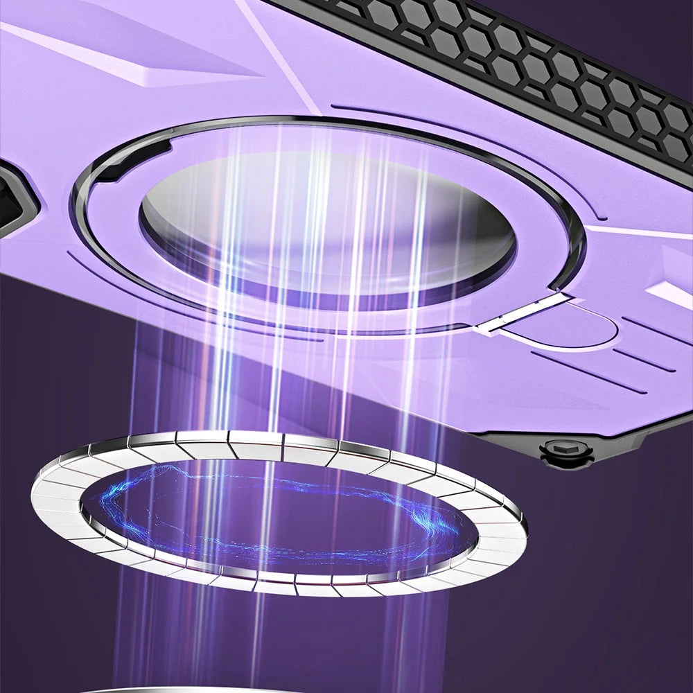Shockproof Case for Samsung Galaxy S23 Ultra Kickstand Magnetic Phone Case Anti-Scratch PC+TPU Phone Shell - Purple - 6