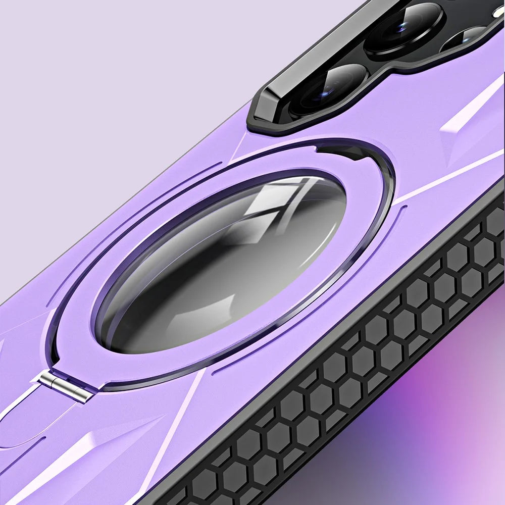 Shockproof Case for Samsung Galaxy S23 Ultra Kickstand Magnetic Phone Case Anti-Scratch PC+TPU Phone Shell - Purple - 7