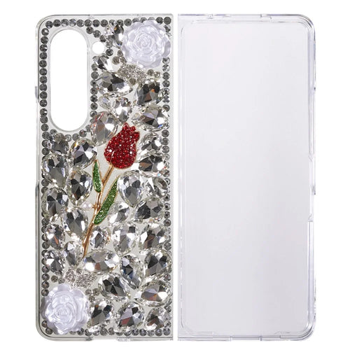 Rhinestone Decor Phone Case for Samsung Galaxy Z Fold5 5G , 2-Piece Design Hard PC Phone Cover - 1