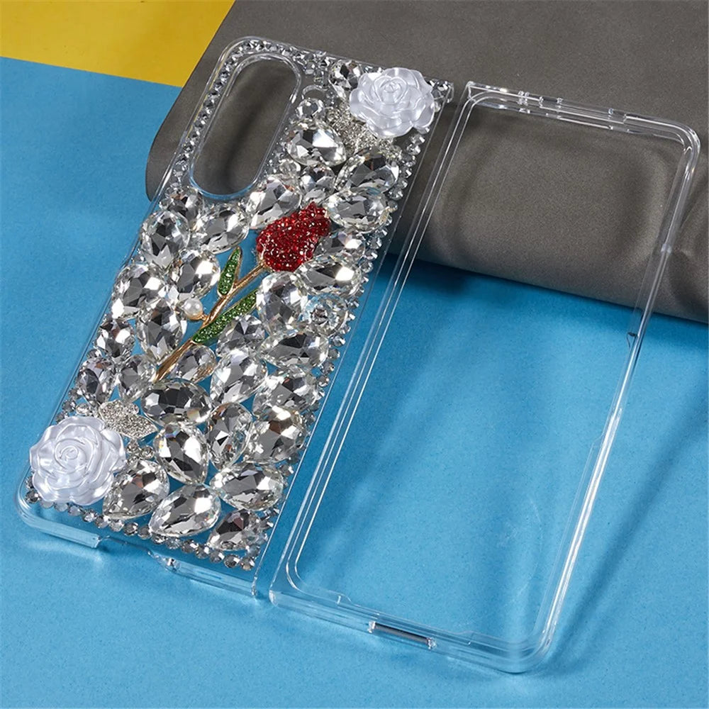 Rhinestone Decor Phone Case for Samsung Galaxy Z Fold5 5G , 2-Piece Design Hard PC Phone Cover - 2