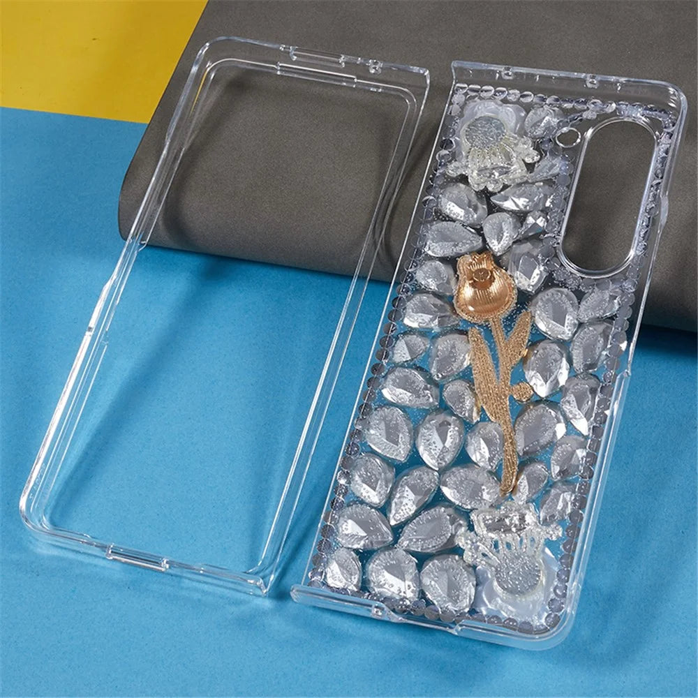 Rhinestone Decor Phone Case for Samsung Galaxy Z Fold5 5G , 2-Piece Design Hard PC Phone Cover - 3