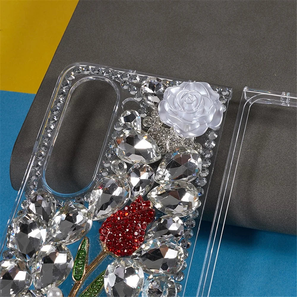 Rhinestone Decor Phone Case for Samsung Galaxy Z Fold5 5G , 2-Piece Design Hard PC Phone Cover - 4