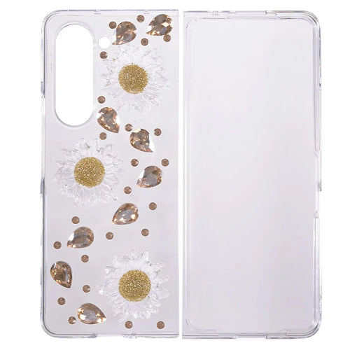 For Samsung Galaxy Z Fold5 5G Hard PC Phone Case 2-Piece Design Rhinestone Decor Folding Phone Cover - 1
