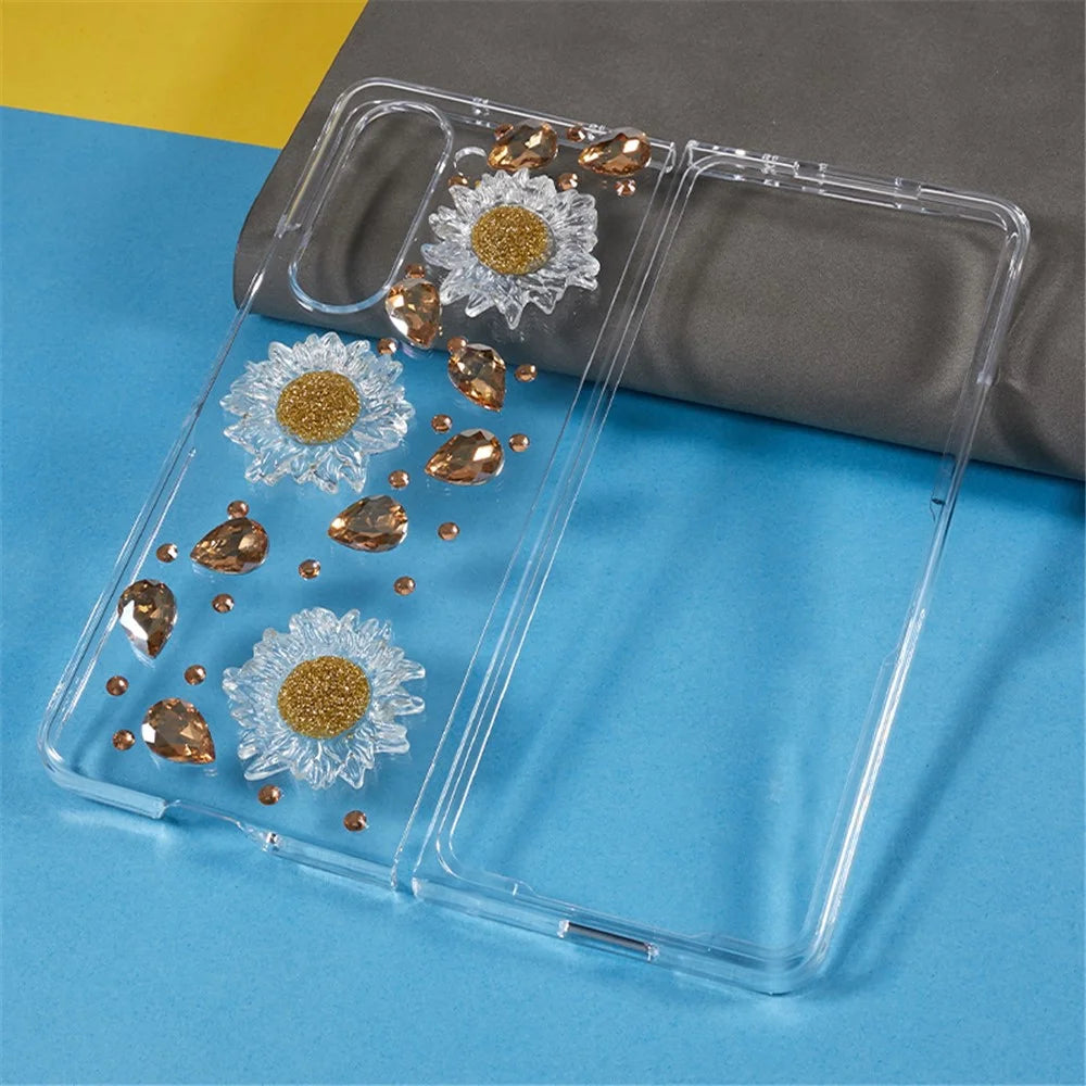 For Samsung Galaxy Z Fold5 5G Hard PC Phone Case 2-Piece Design Rhinestone Decor Folding Phone Cover - 2