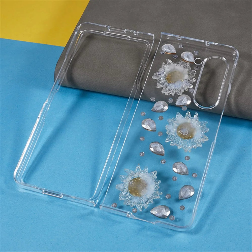 For Samsung Galaxy Z Fold5 5G Hard PC Phone Case 2-Piece Design Rhinestone Decor Folding Phone Cover - 3